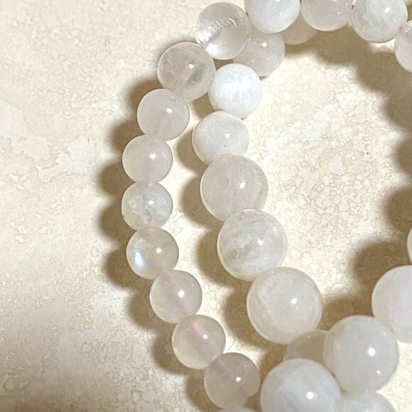 Genuine White Moonstone Graduated Bead Necklace,Classic Gemstone Beaded Necklace - Picture 8 of 17
